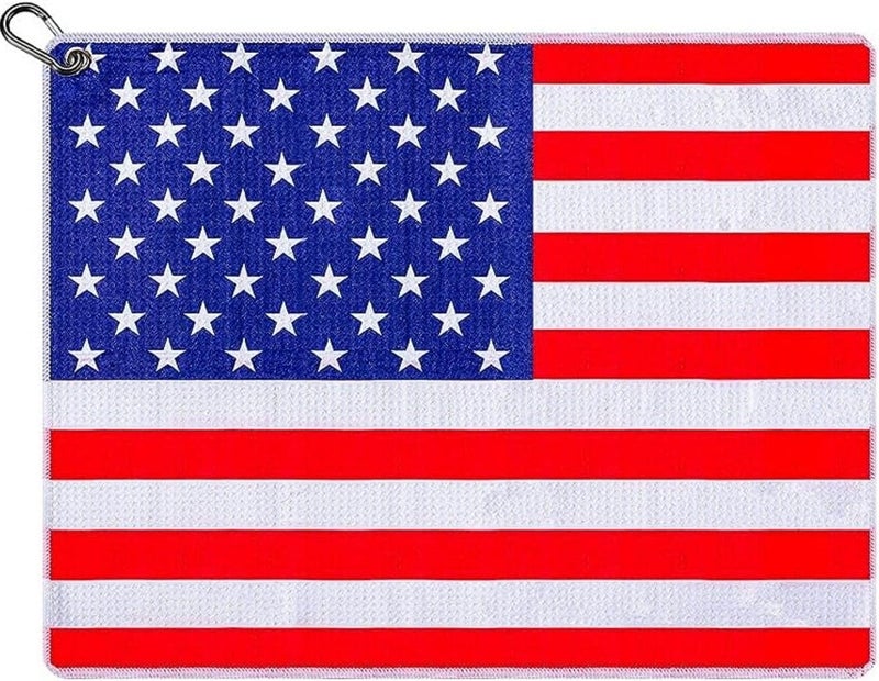 botogift Funny Golf Towel, Printed Golf Towels for Golf Bags with Clip, Golf Gift for Men Husband Boyfriend Dad, Birthday Gifts for Fan - USA Flag - Image 1